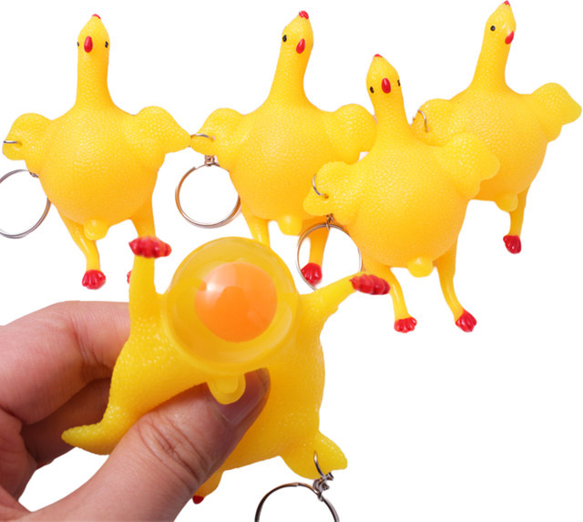 soulbao Hühner-Ei-Legen-Henne, Druckball-Schlüsselanhänger, 3-teiliges Set - Bild 1