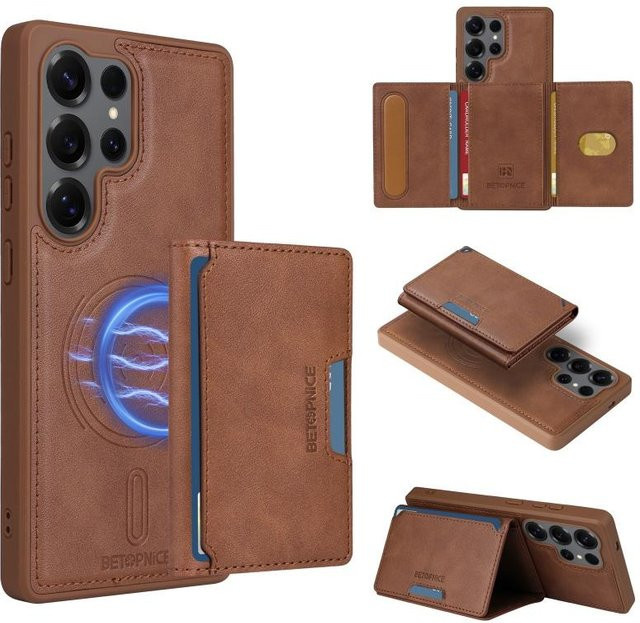 Magnetische Leder-Handyhülle mit Geldbörse-Funktion für Samsung Galaxy S25 Edge S24 FE S23 Plus S22 Ultra S21 und Galaxy A35 5G, kabelloses Laden unterstützt, verschiedene Farben verfügbar - Bild 1