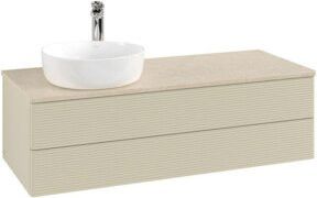 V&B Waschtischunterschrank Antao mit Frontstruktur in Grau lackiert, B/T/H: 120 x 50 x 50 cm - Bild 1