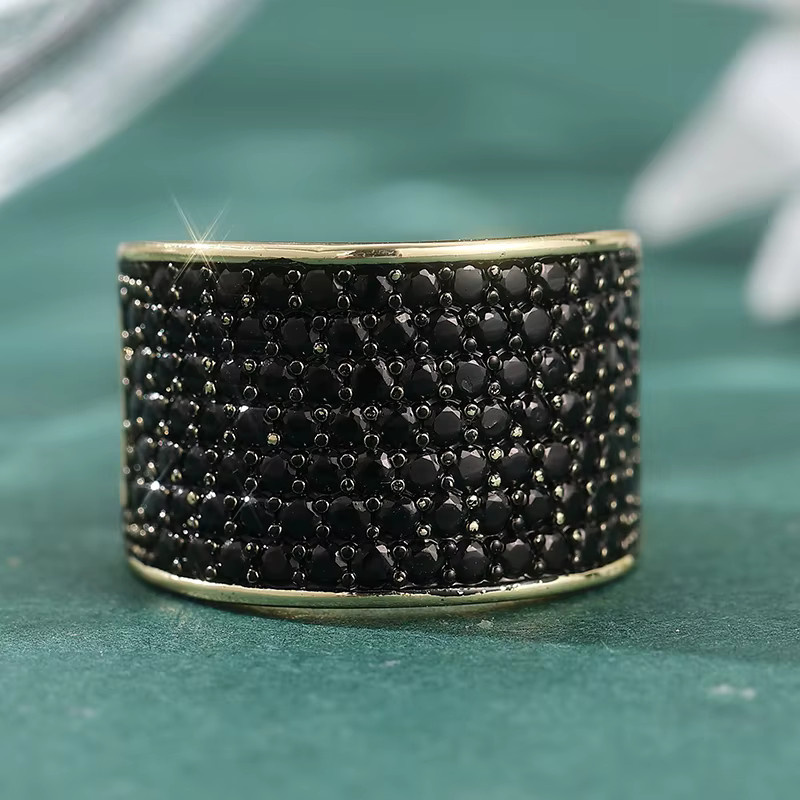 YoYo Cocktailring, vergoldet, Schwarz, Zirkonia, Unisex - Bild 4