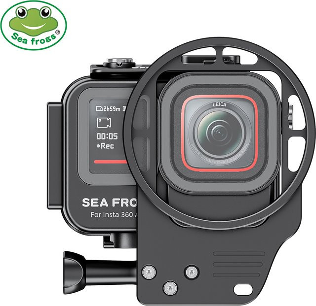 Seafrogs Aluminium Wasserdichtes Gehäuse mit Filterrahmen für Insta360 Ace 1 2, GoPro 9-13 und DJI Action 3 4 5 Pro in Schwarz - Bild 1