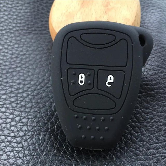 Schlüsselhülle aus Silikon-Gummi für Jeep Commander Grand Cherokee Liberty Wrangler Compass Patriot, 2-Tasten, Schwarz - Bild 1