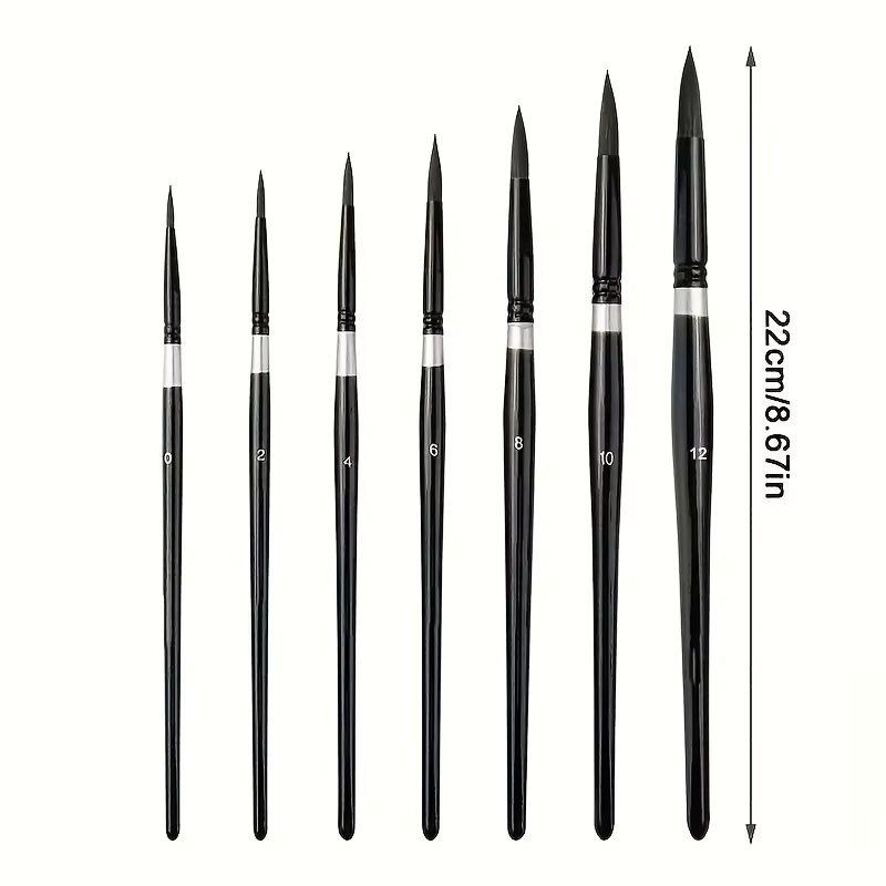 7-teiliges professionelles Aquarell-Pinselset in Schwarz für Aquarell, Acryl und Tinte - Bild 2