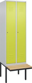 C+P Spind Classic PLUS Garderobenschrank mit Sitzbank, 2 Abteile, Zylinderschloss und 3 Garderobenhaken, B/T/H: 212 x 60 x 81,5 cm - Bild 1