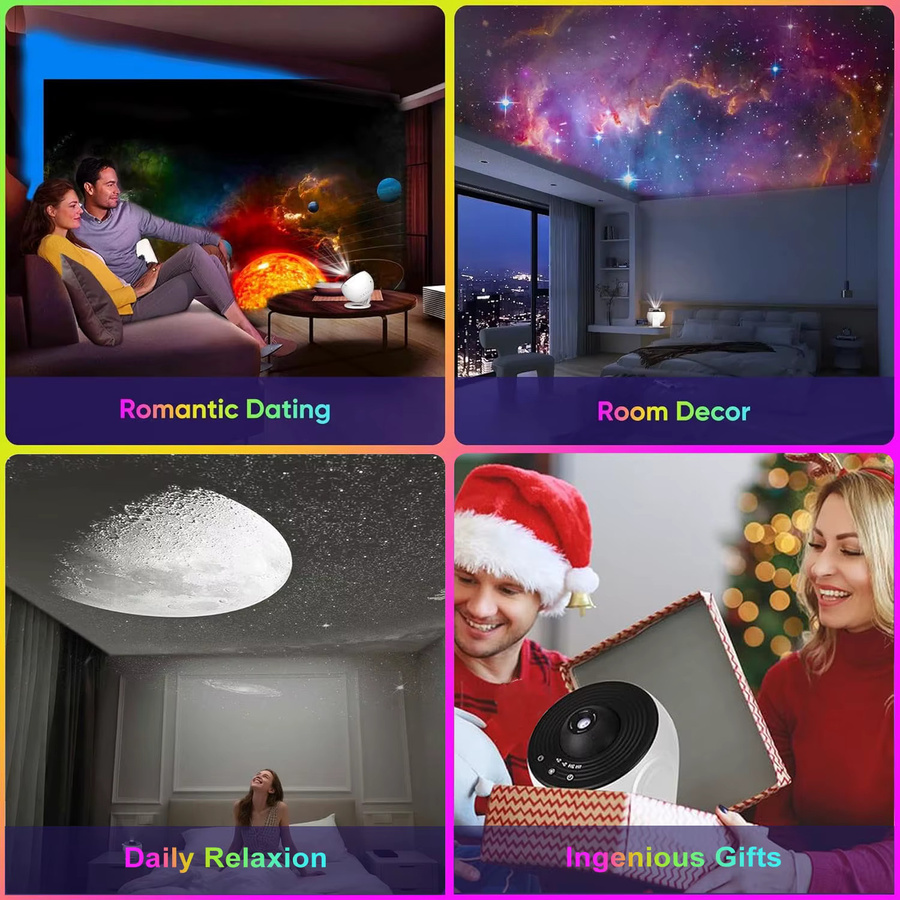 GHUSTAR Galaxy-Projektor 12-in-1 Planetarium-Sternprojektor mit 360°-Projektion und Timer, Weiß - Bild 6