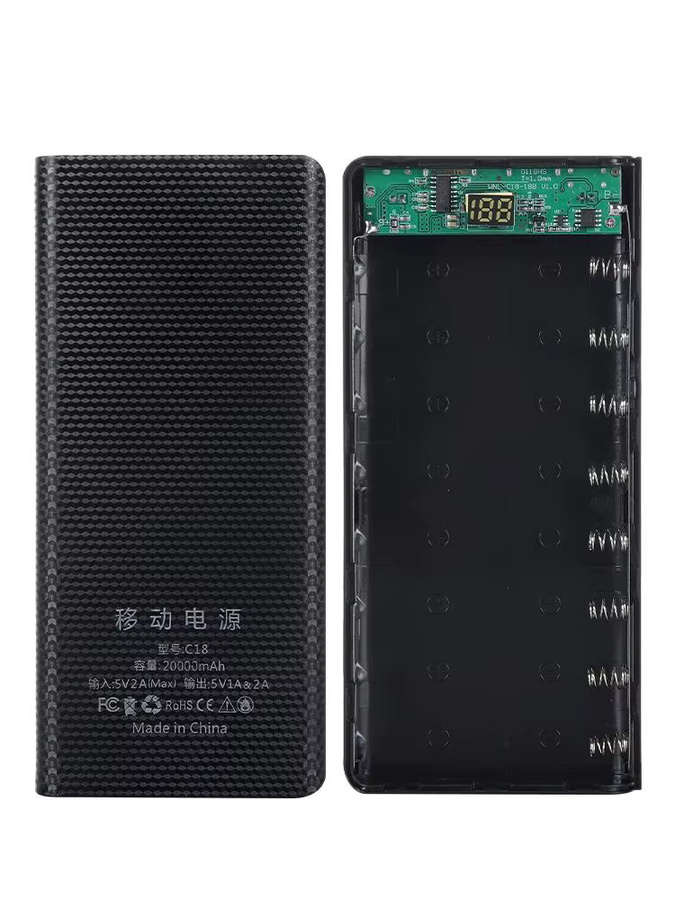 YiFanHeRong DIY Powerbank Gehäuse Kit für 8x 18650 Batterien mit Dual USB und Typ C in Schwarz - Bild 5
