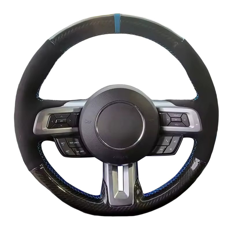 WUNHKF Lenkradbezug aus Wildleder und Carbonfaser für Ford Mustang GT350R 2015-2024, Schwarz, rutschfest - Bild 2