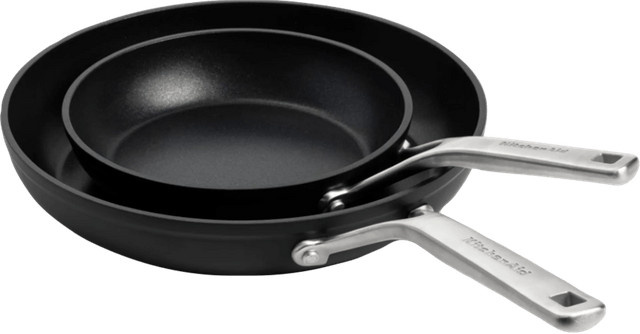 KitchenAid Bratpfannenset aus Aluminium mit Keramikbeschichtung, Schwarz, Durchmesser: 20 cm und 28 cm - Bild 1