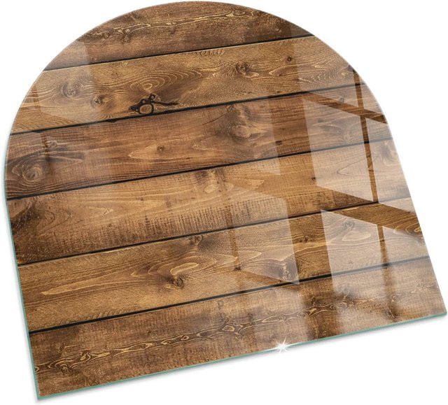 Tulup Kamin-Glasplatte als Funkenschutzplatte für Kaminöfen in Braun, Halbkreis, B: 100 cm x T: 100 cm - Bild 1