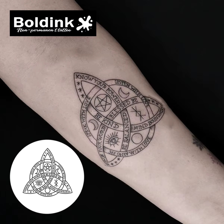 Boldink Sacred Triquetra Temporäres Tattoo, wasserfest, semi-permanent - Bild 2