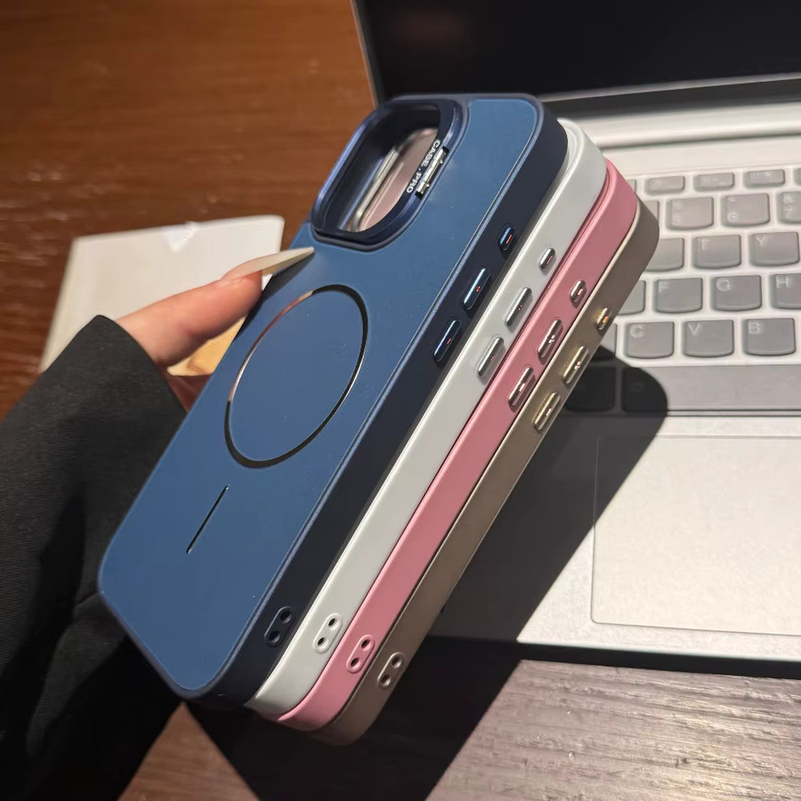 OLPAY Magnetische Glitzer Handyhülle mit Linsenständer für iPhone 11 bis iPhone 17 Pro Max, Farbe: Gold, MagSafe kompatibel - Bild 2