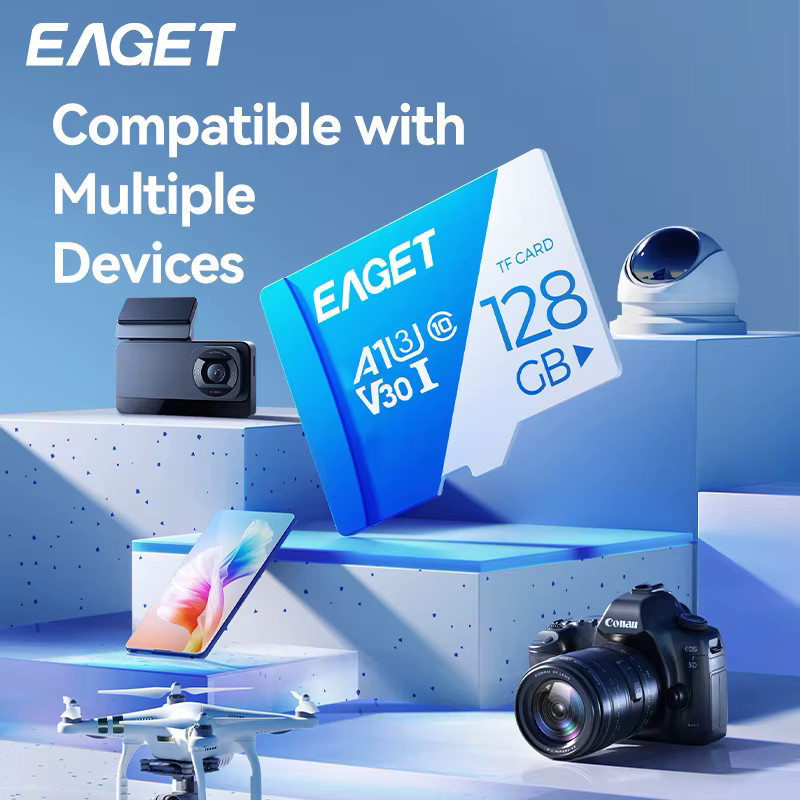 Eaget Mini SD-Speicherkarte Blau, 64 GB, U3 V30 A1 Klasse 10 Hochgeschwindigkeits-Speicherkarte für Smartphone, Dashcam und Drohne - Bild 3