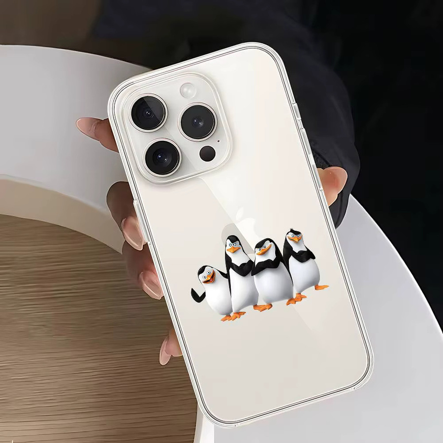 M-Madagascar P-Pinguine Handyhülle für Apple iPhone 11 bis 17 Pro Max Mini Plus, transparent - Bild 5