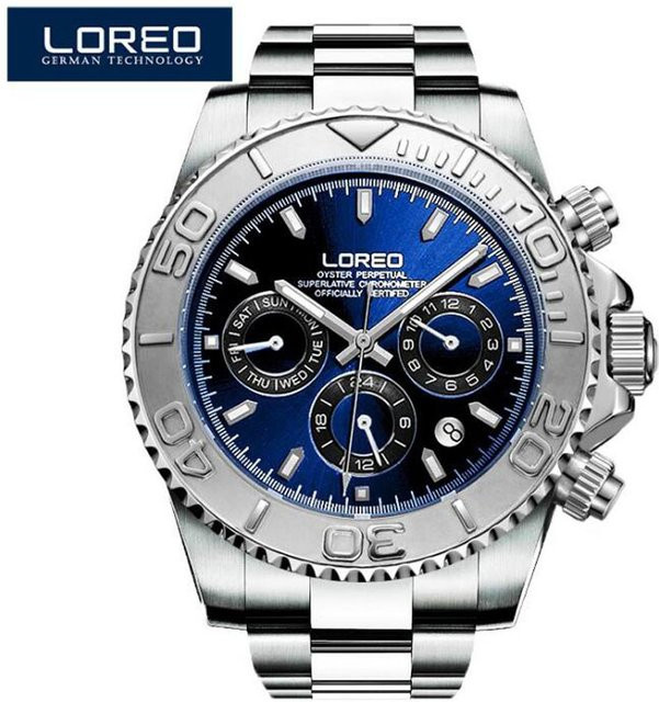 LOREO Armbanduhr Automatik, Edelstahl, Blau, Herren, 20 ATM - Bild 1