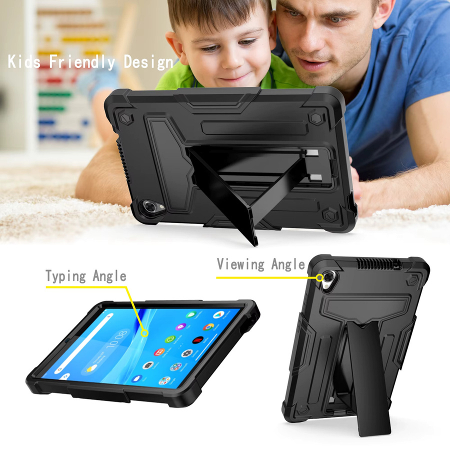 Tablet-Hülle für Lenovo Tab M8 (TB-8705/8705F) mit integriertem T-förmigem Ständer und Farbblock-Design in Grün, Rot oder Schwarz mit verstärkten Ecken - Bild 3
