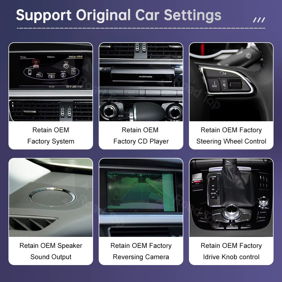 Road Top Radio Multimedia Linux Touchscreen für Audi A5 2008-2016 mit Wireless CarPlay, Android Auto, Airplay, Car Player und GPS in Schwarz - Bild 4