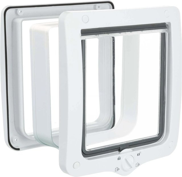 Trixie 4-Wege Freilauftür XXL mit Tunnel in Weiß und Transparent, B/H: 24 x 28 cm - Bild 1