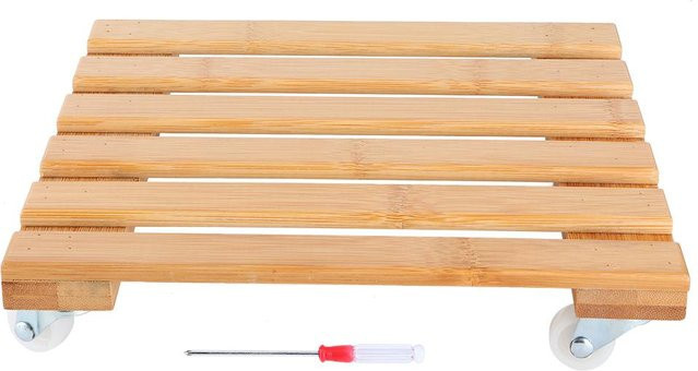 Tooarts Pflanzregal aus Bambus mit Rollen in Braun für Garten und Terrasse - Bild 1