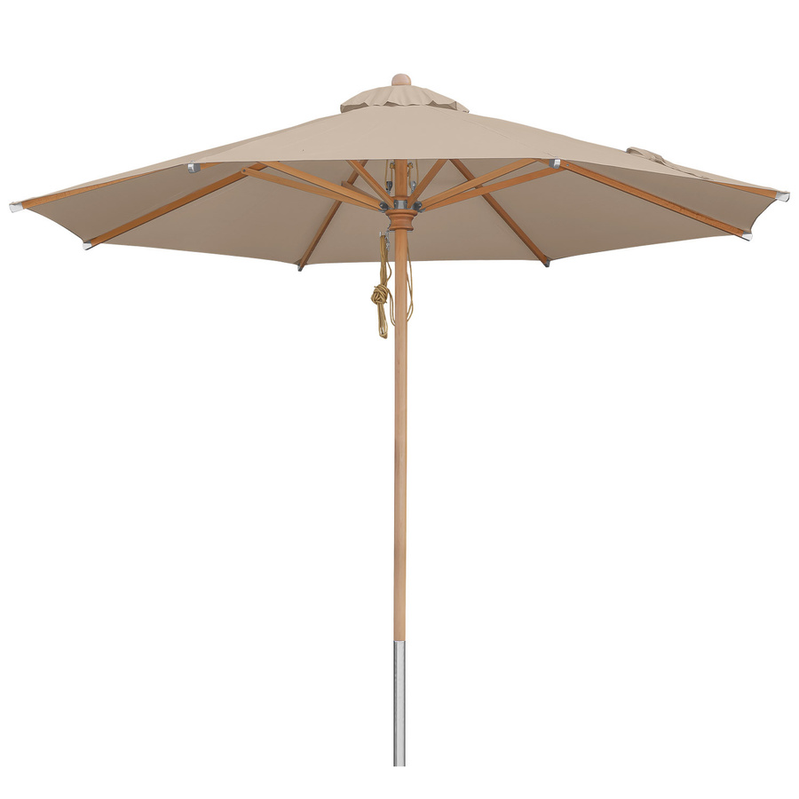 Dark Natural Sonnenschirm rund mit einteiligem Buchestamm in Milchcaffee und Beige, Durchmesser: 350 cm, mit UV-Schutz - Bild 1