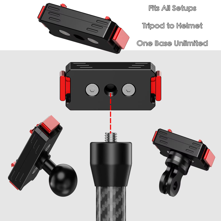 FEICHAO Magnetische Aluminium Kamerahalterung für Insta360 Ace Pro mit Schnellverschluss-Stativadapter 1/4 Zoll in Schwarz - Bild 4