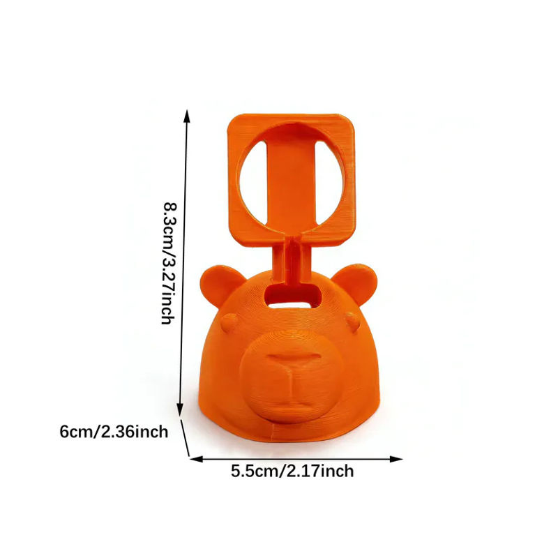 Niedlicher 3D-gedruckter Capybara-Ladeständer aus Kunststoff in Grün und Orange als Schreibtischdekoration - Bild 3