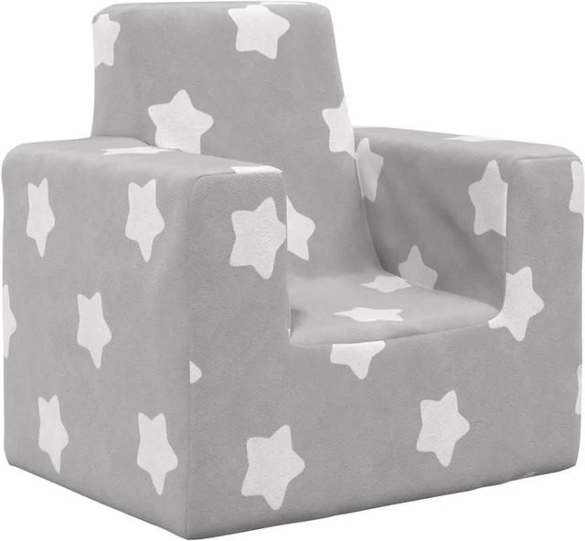 vidaXL Kindersofa Hellgrau mit Sternen aus weichem Plüsch B: 52 cm, T: 50 cm, H: 38 cm - Bild 1