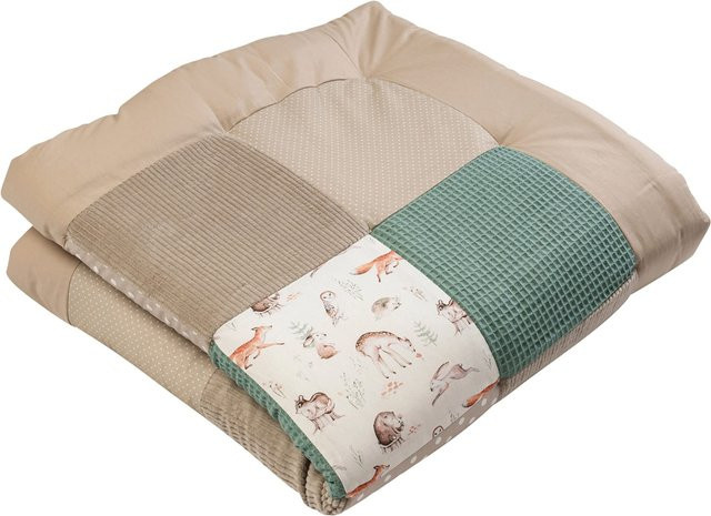 Ullenboom Krabbeldecke und Laufgittereinlage für Babys aus Waffelpiqué und Cord, Multicolor, B/T: 100 x 100 cm - Bild 1