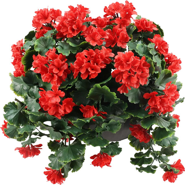 Künstliche Geranien Susanne I in Rot mit Topf von artplants, Breite: 46 cm - Bild 1