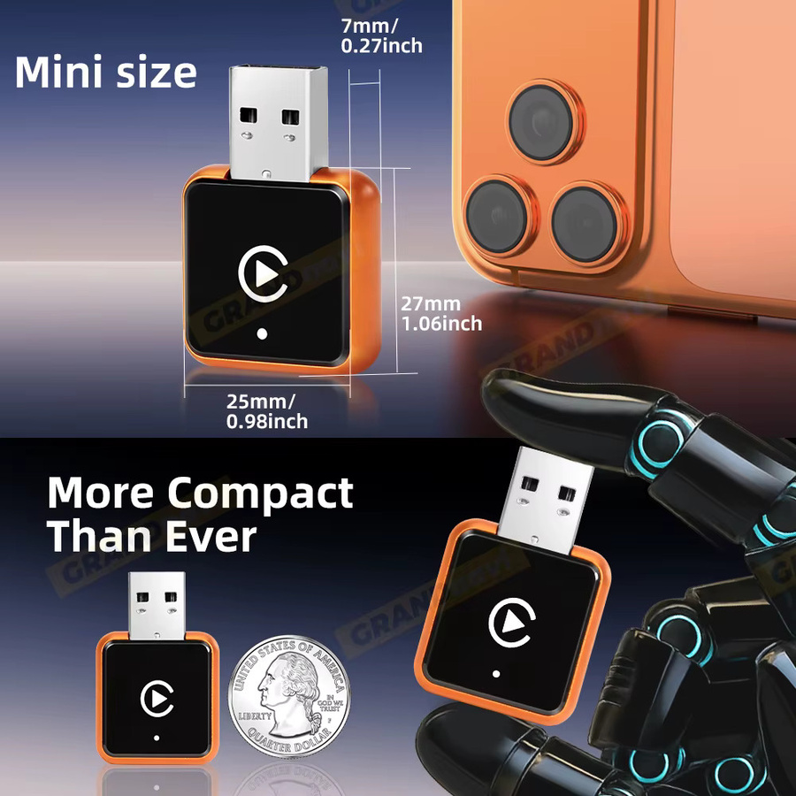 Grandnavi 2in1 Orange Smart Mini Box Wireless Carplay und Android Auto Plug & Play Verbindung für dein Auto - Bild 6