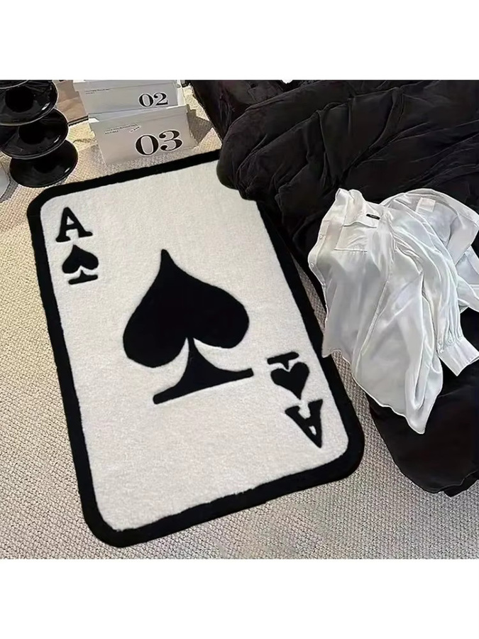 VIKAMA Ace of Spades Teppich, weiß, rutschfest und saugfähig, modern und kreativ für Wohnzimmer, Schlafzimmer, Küche oder Badezimmer, B/T: 80 x 50 cm - Bild 7