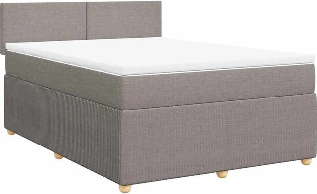 vidaXL Boxspringbett mit Matratze in Taupe, Hybrid-Bett mit USB-Ladeport und Unterbettbeleuchtung, B/T: 160 x 200 cm - Bild 1