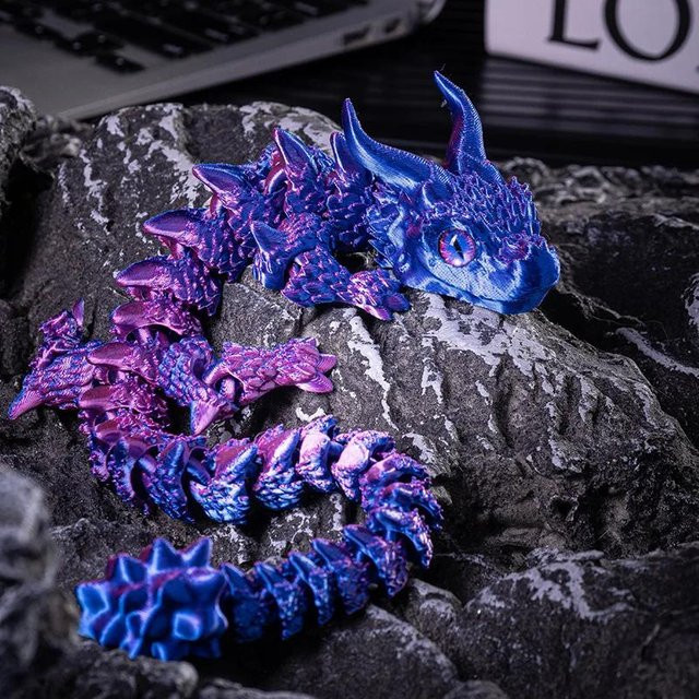 Fashnics Drache 3D-gedruckt Tiermodell Figur violett - Bild 1