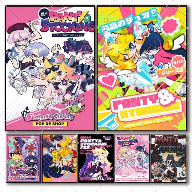 Selbstklebendes Anime Wandposter P-Panty And Stocking in Mehrfarbig - Bild 1