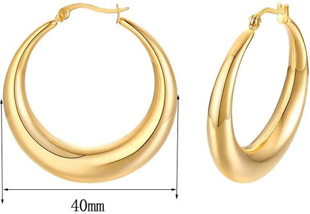 WTEMPO Hoop Ohrringe, Edelstahl, Gold, 40 mm, Damen, Mädchen - Bild 1