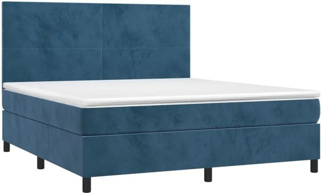 vidaXL Boxspringbett mit Matratze Dunkelblau aus Samt, Hybridbett mit Taschenfederkern, B/T/H: 160 x 200 x 118 cm - Bild 1