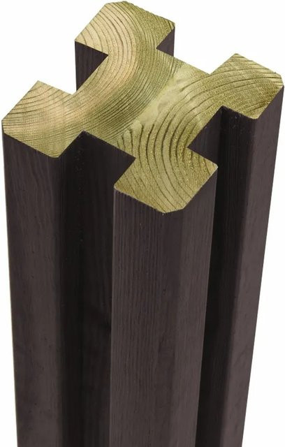 Zaunpfosten aus Kiefernholz mit 4 Spuren in Schwarz, B/T/H: 9 x 9 x 298 cm - Bild 1