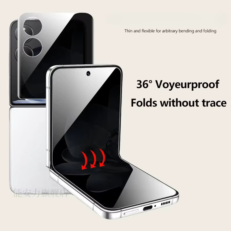 Samsung Galaxy Z Flip 7 SE Sichtschutzfolien-Set mit Anti-Spionage-Funktion: Interne Displayfolie und vordere Hydrogelfolie, transparent - Bild 6