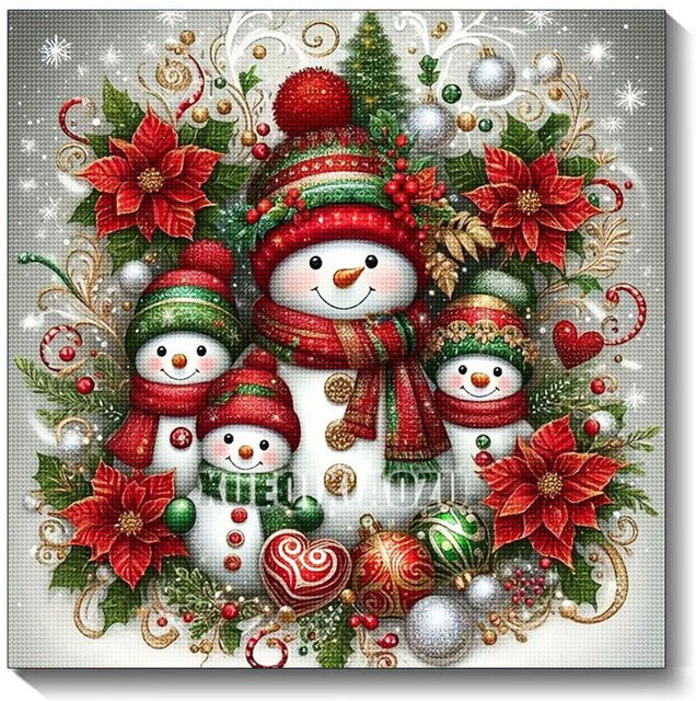 QIZITENG Diamond Painting Set Schneemann Weihnachten DIY für Erwachsene, Mehrfarbig, B/H: 30 x 30 cm - Bild 1