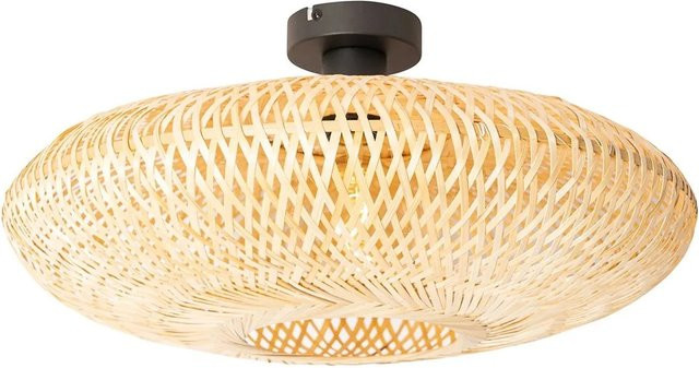 QAZQA Ostrava Orientalische Deckenlampe aus Bambus und Stahl in Schwarz, Durchmesser: 50 cm - Bild 1