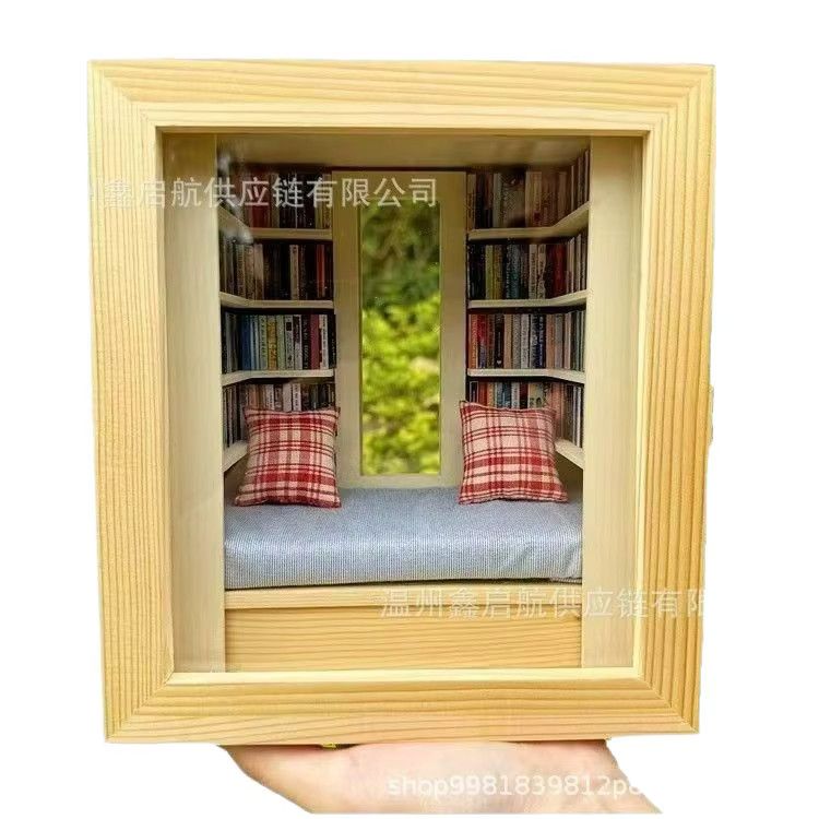 Potdemiel Miniatur-Buchhandlungsmodell Fensterzimmer-Box in Multicolor als Puppenhaus-Deko und Mini-Szenen-Requisite - Bild 3