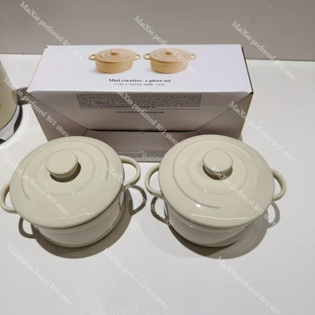 Weißer Keramik-Schmortopf und Milchtopf für Induktionsherd, Backofen und Mikrowelle - Bild 1