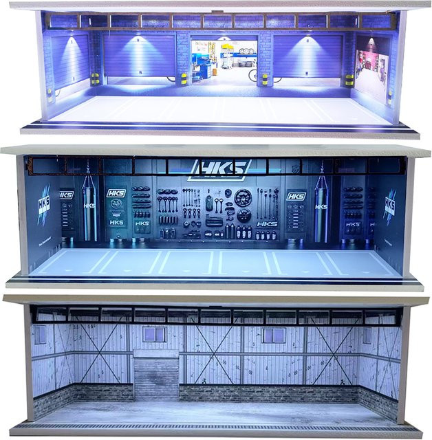 meiduoxing Automodell Vitrine, Maßstab 1:64, mit USB LED Beleuchtung - Bild 1