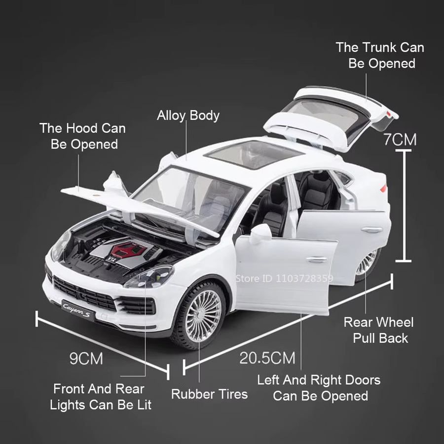 RMZ city Cayenne 911 TurboS Modellauto, 1:24, Metalldruckguss, mit Licht und Sound - Bild 2