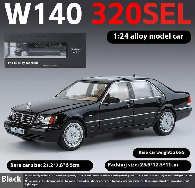Linyi toy car W140 320Sel Oldtimer, Spielzeugmodell, 1:24, Metall, mit Licht und Sound, ab 14 Jahren - Bild 1