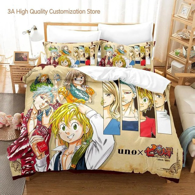 Escanor The Seven Deadly Sins Bettwäsche Set aus Mikrofaser mit 3D Anime Motiv, Mehrfarbig, B/H: 135 x 200 cm - Bild 1
