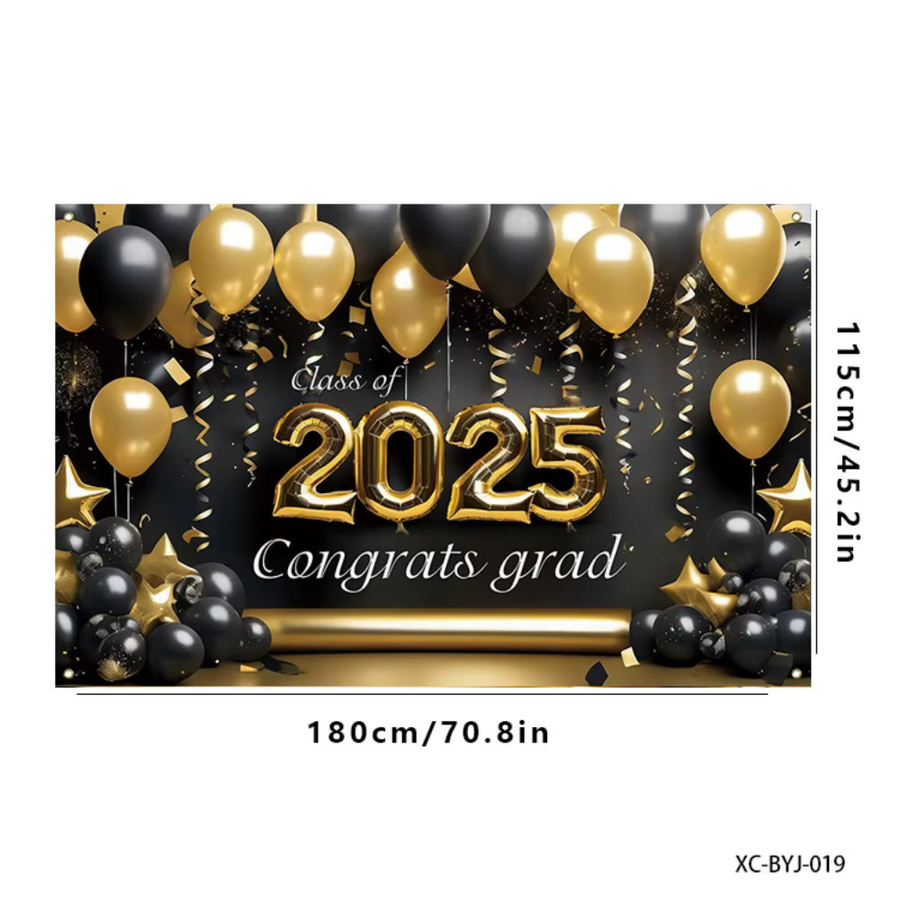VIKAMA Party Banner 2025 als hängende Dekoration für Abschlussfeiern und Bälle, rechteckig, Breite: 70 cm, Höhe: 70 cm, Tiefe: 70 cm - Bild 5
