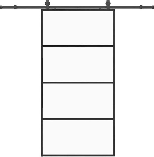 vidaXL Schiebetür aus ESG-Glas in Schwarz mit Beschlag, B/H: 102,5 x 205 cm - Bild 1