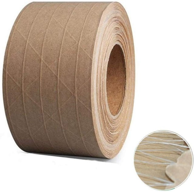 Selbstklebendes und wasserdichtes Kraftpapierband in Braun, 30 m Rolle, verstärktes gummiertes Verpackungsband für Autolackierarbeiten und Verpackungen - Bild 1