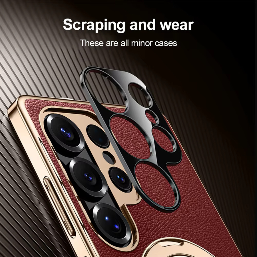 Luxus Leder Schutzhülle mit Drehhalterung für Samsung S25 S24 S23 Ultra in Weiß mit magnetischer Funktion und Kabelloses Laden sowie Kameraschutz - Bild 2