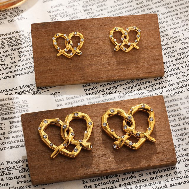 Erpels Ohrstecker, herzförmig, 18 Karat vergoldet, CZ-Zirkonia, Damen, Mädchen - Bild 1
